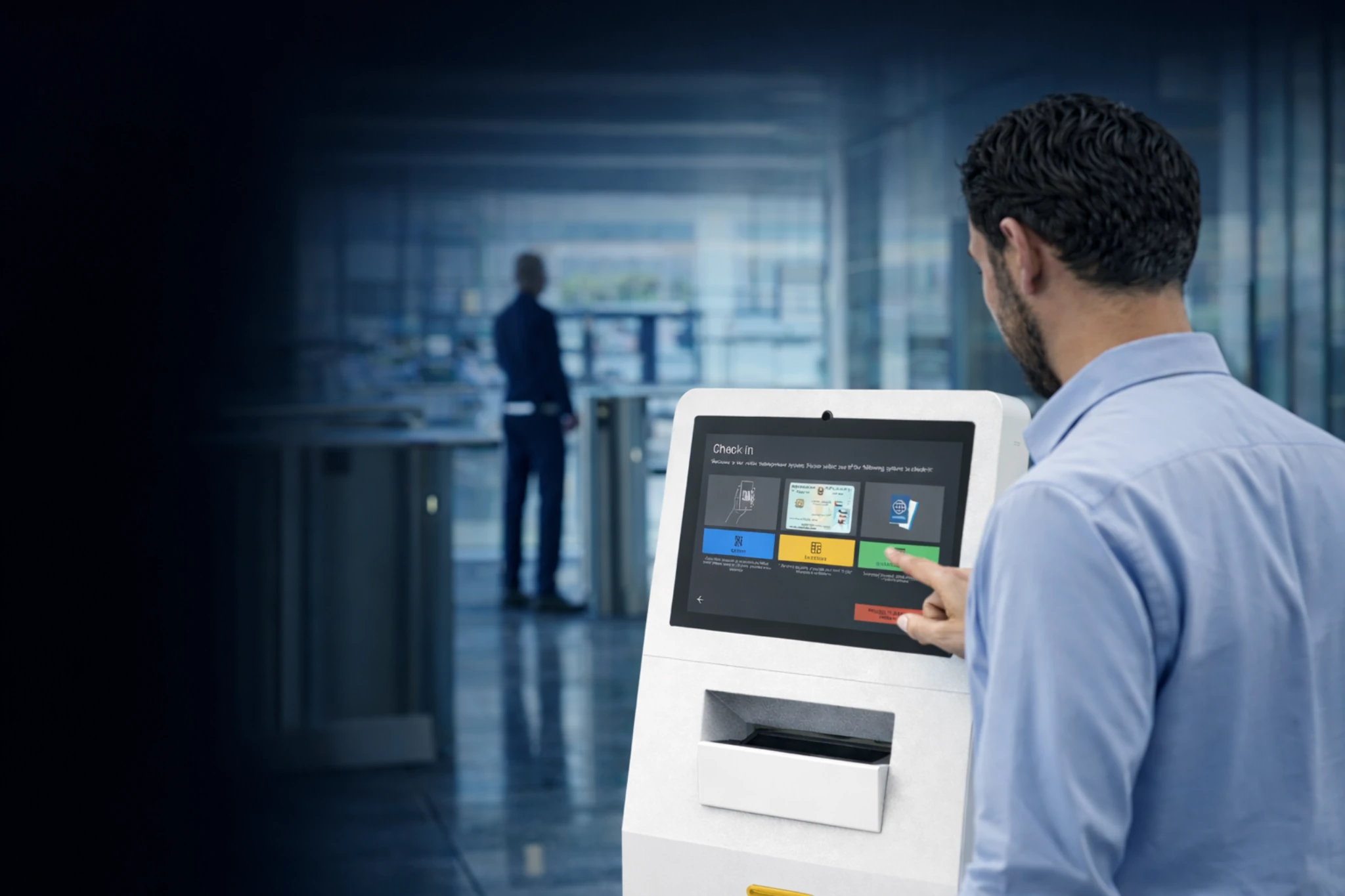 EvTrack visitor management kiosk in use